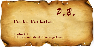 Pentz Bertalan névjegykártya